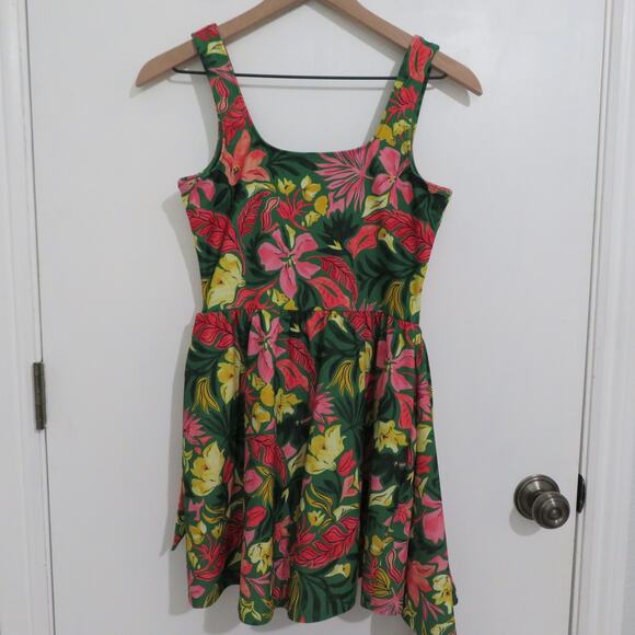 Old Navy Womens Sz S Green Pink Tropical Floral One-Piece Bathing Suit Tie Waist - Picture 2 of 8